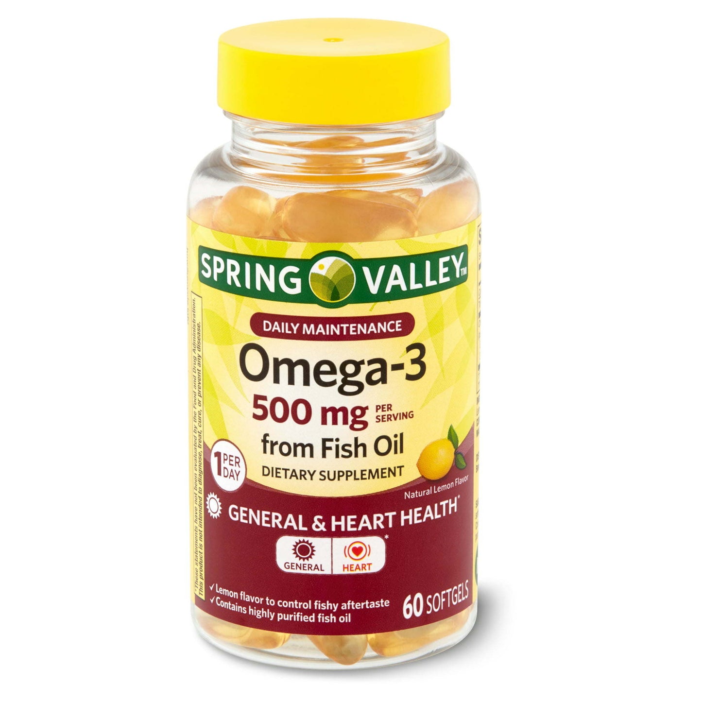 Spring Valley Omega-3 Fish Oil† Softgels;  500 mg;  60 Count