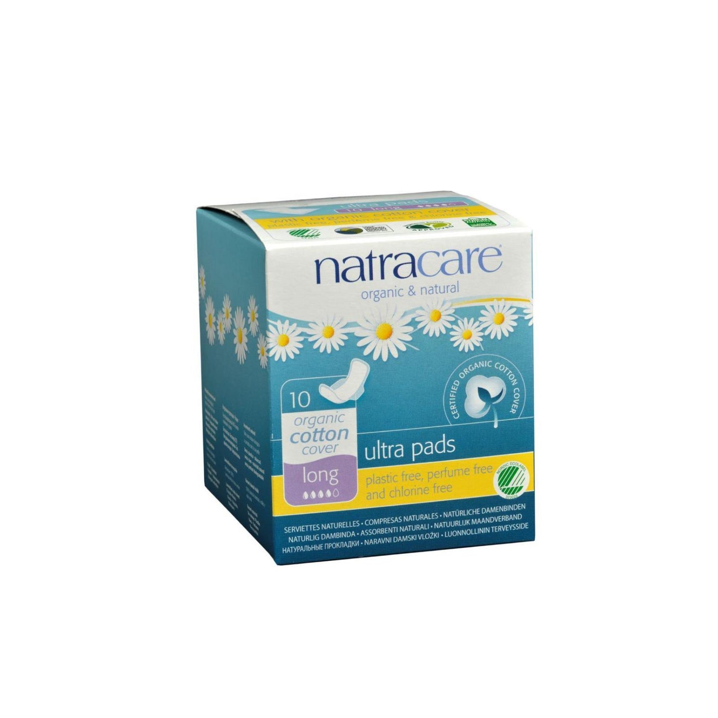 Natracare Natural UItra Pads w/wings - Long w/organic cotton cover - 10 Pack