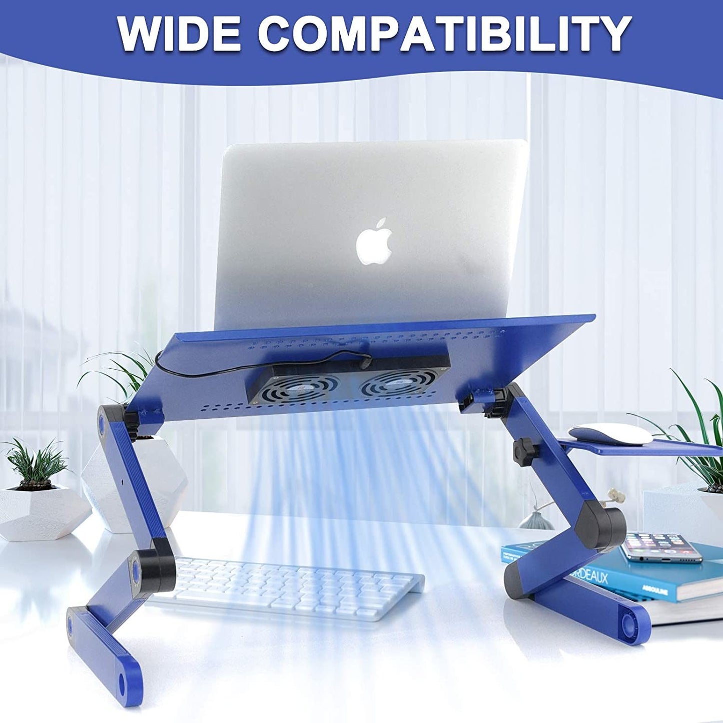 Adjustable Laptop Desk;  RAINBEAN Laptop Stand for Bed Portable Lap Desk Foldable Table Workstation Notebook Riser with Mouse Pad;  Ergonomic Computer Tray Reading Holder Bed Tray Standing Desk