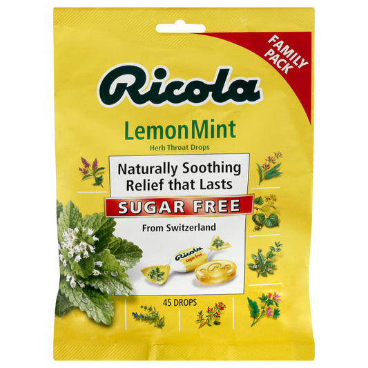 Ricola - Cough Drop Sugar Free Lemon Mint - Case of 6-45 CT