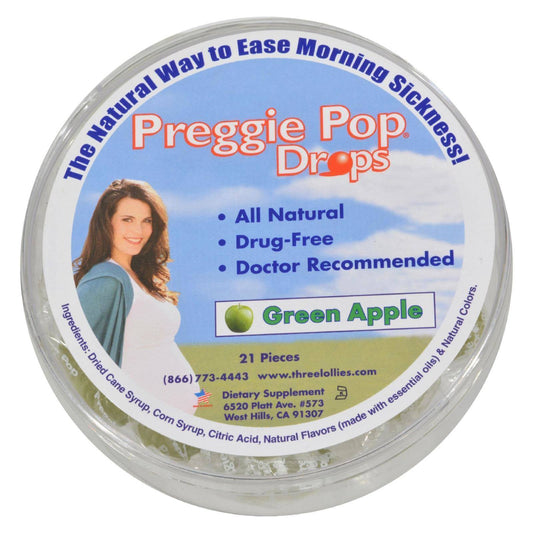 Three Lollies Preggie Pop Drops Natural Green Apple - 21 Pieces