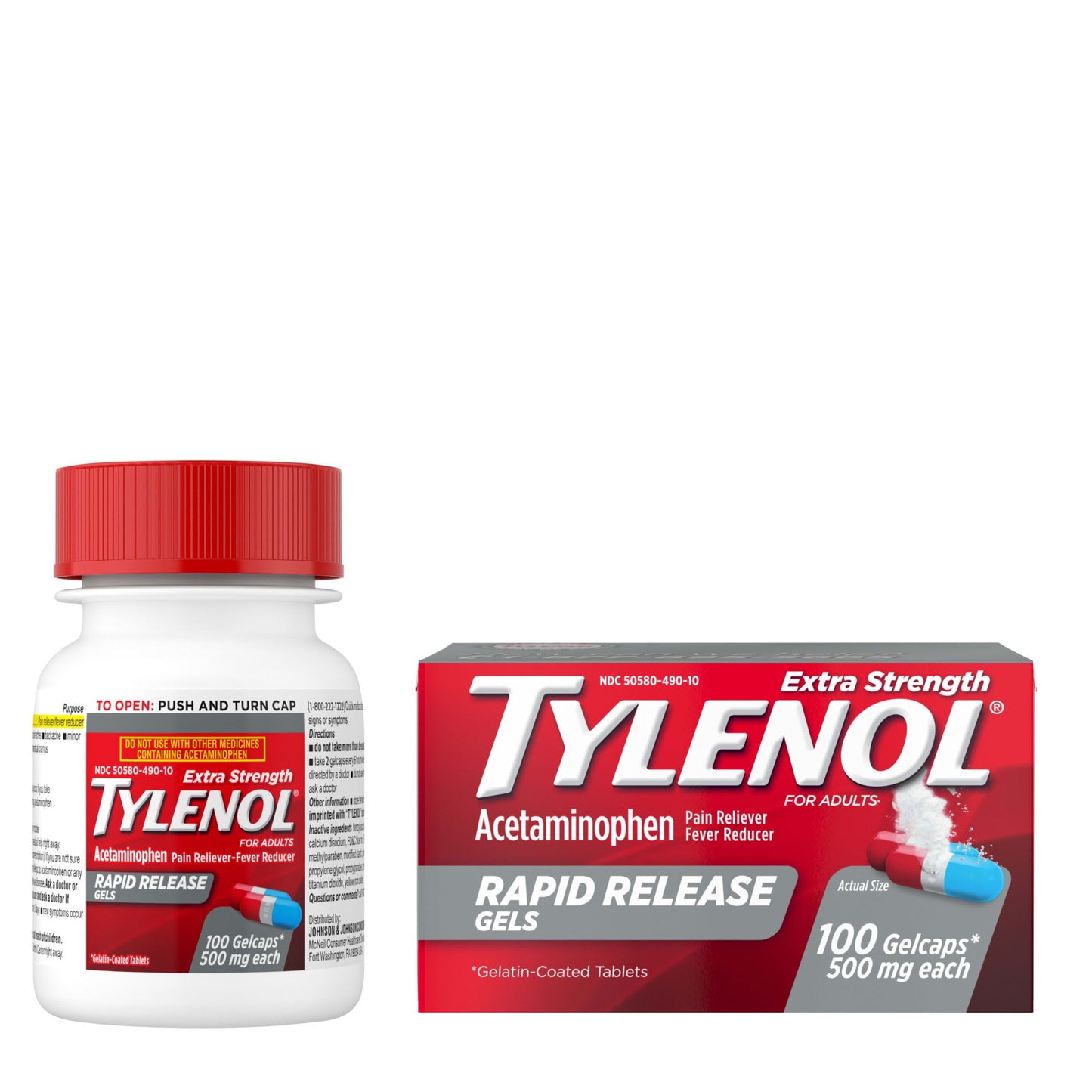 Tylenol Extra Strength Acetaminophen Rapid Release Gels;  100 ct