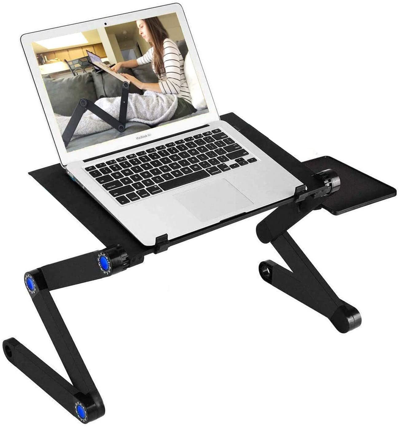 Adjustable Laptop Desk;  RAINBEAN Laptop Stand for Bed Portable Lap Desk Foldable Table Workstation Notebook Riser with Mouse Pad;  Ergonomic Computer Tray Reading Holder Bed Tray Standing Desk