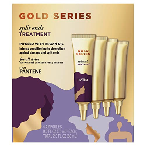 Pantene Gold Series Split Ends Treatment, For Curly And Coily Hair, Infused With Argan Oil, 0.5 Fl Oz X 4 Count